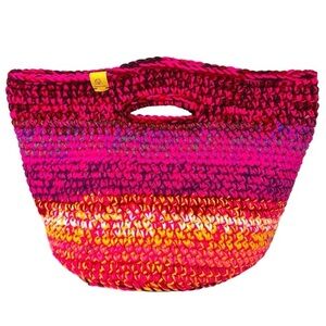 Handcrafted Multicolor Crochet Scrap Woven Tote Bag Basket Storage Handmade Knit